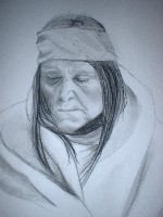 "Indienne" : fusain et crayon papier d'aprs une photo de W. CURTIS.